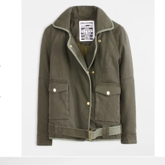 NEW Zadig & Voltaire Olive Green Kawa Parka Jacket SMALL - Picture 1 of 8